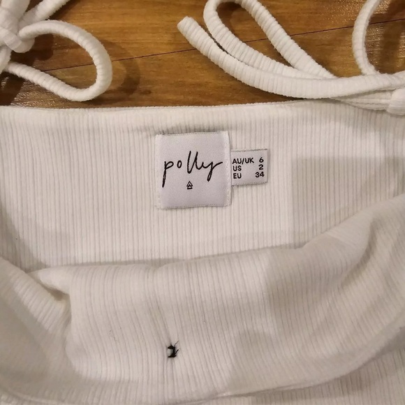 Princess Polly Women's Beige Ribbed Crop Tank Top Size 2 Y2k Barbiecore - Picture 2 of 5